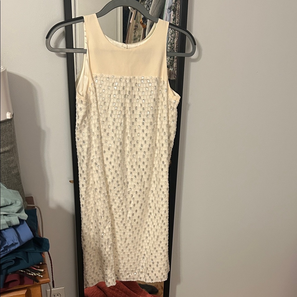 Chic Cream Sleeveless Dress with Sparkle